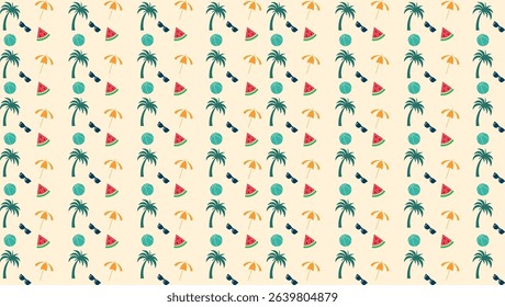 Tropical Vibes Seamless Pattern, Summer Pattern, Background, Beach
