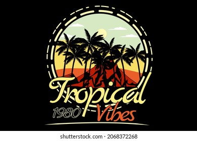tropical vibes silhouette retro t shirt design