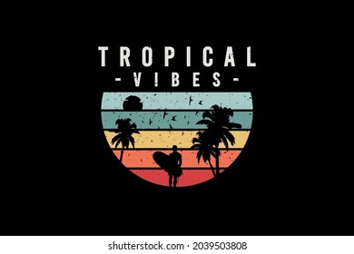 Tropical vibes,t-shirt merchandise silhouette mockup typography