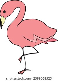 Tropical vibrant colored bird flamingo.