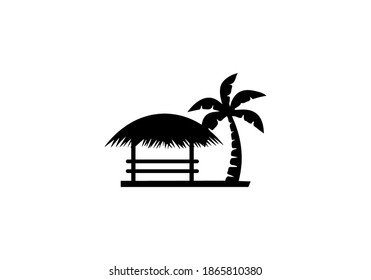 tropical view logo design vector