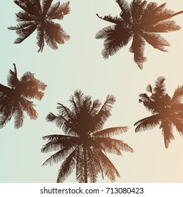 Tropical view with palm trees vector illustration