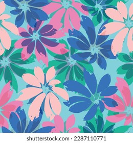 Tropical watercolor pattern with colorful palm and monstera leaves on a dark background. Trendy print for summer. Psychedelic colors monstera pattern background for summer.