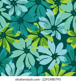 Tropical watercolor pattern with colorful palm and monstera leaves on a dark background. Trendy print for summer.  tropical leaves pattern for textil and decoration