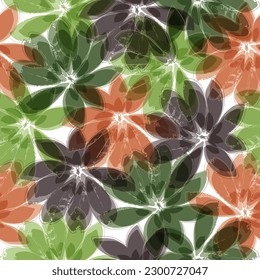 Tropical watercolor pattern with colorful palm and monstera leaves on a dark background. Trendy print for summer. Colorful endless background