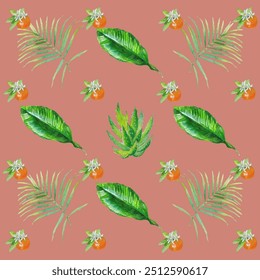 Tropical Watercolor Vector Flowers Seamless Pattern. Summer Textile Watercolor Flowers Vector Pattern. Retro Seamless Floral Background. Hand Painted Hawaii Fabric Design. Jungle Botanical Texture.