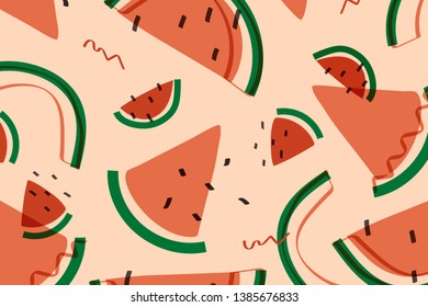 Tropical watermelon fruit pattern vector