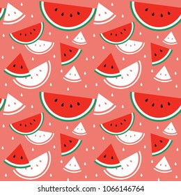 Tropical watermelon illustration seamless pattern for summer