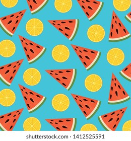 tropical watermelon and lemon fruits background