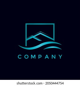 Vector de logotipo de propiedades tropicales y onduladas para su empresa o negocio