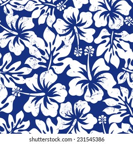 Tropical weathered hibiscus seamless pattern .