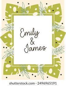 Tropical Wedding Card Vector Illustration