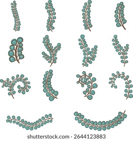 Tropical weed ivy plants flat design illustration for decoration on nature, summer and tropical forest.