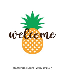 Tropical Welcome round sign,  Vector design, Summer Illustration 