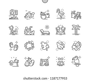 Tropical Well-crafted Pixel Perfect Vector Thin Line Icons 30 2x Grid for Web Graphics and Apps. Simple Minimal Pictogram