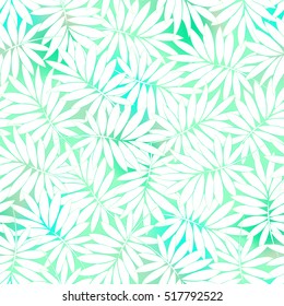 Tropical white and green leaves in a seamless pattern .