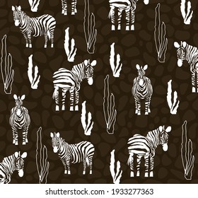 Composición de la fauna tropical con cebras. Gráficos vectoriales 