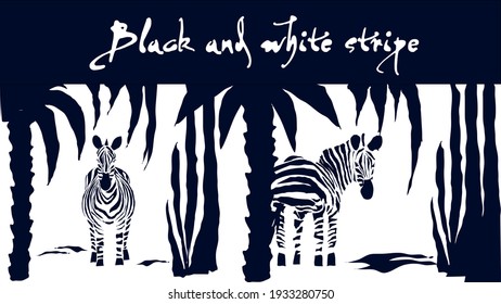 Composición de la fauna tropical con cebras. Gráficos vectoriales 