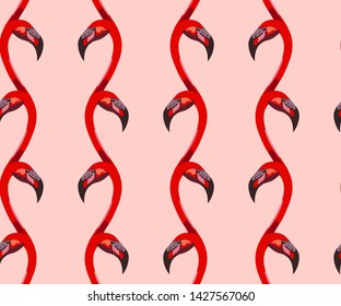 Tropical wildlife, flamingo bird, seamless pattern. Print for textile, cloth, wallpaper, scrapbooking