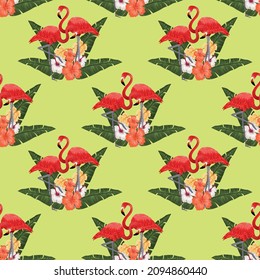 Tropical wildlife seamless pattern design 