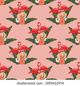Tropical wildlife seamless pattern design 