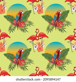 Tropical wildlife seamless pattern design 