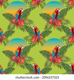 Tropical wildlife seamless pattern design 