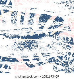 Tropical Worn Floral pastel pink blue gold pattern for wallpaper, textile, flooring, interior design, wedding invitation, fashion banners. Chic background for your design made in vector