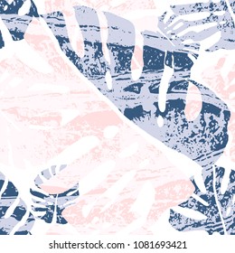 Tropical Worn Floral pastel pink blue gold pattern for wallpaper, textile, flooring, interior design, wedding invitation, fashion banners. Chic background for your design made in vector