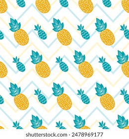 Tropical Zest Delight Sunny Pineapple Pattern can be use for background and apparel design