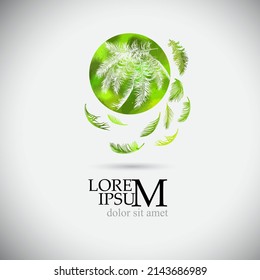 Tropicana logo. Resort and Spa emblem. Tropical cosmetics. Beauty. Palm leaves in a circle.