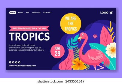 Tropics Day Social Media Landing Page Cartoon Hand Drawn Templates Background Illustration
