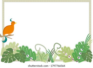 Tropics jungle and Wild bird - Vector frame