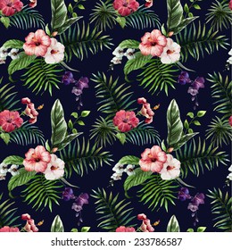 tropics, pattern, watercolor