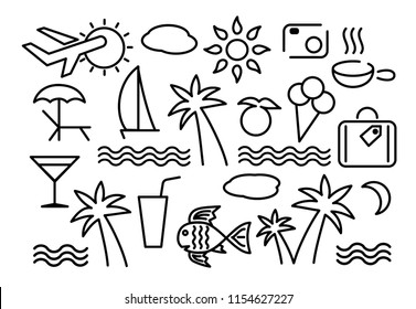 Tropics, vacations, beach holidays. Black and white abstract artistic background. Vector graphics.