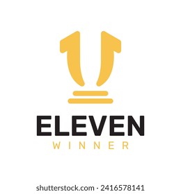 Diseño del logo Tropy 11, celebración de 11 años, logo del aniversario del campeonato, logo de la línea de estilo moderno simple