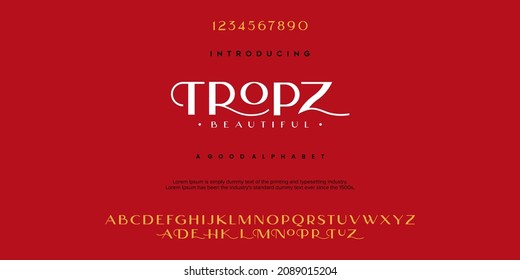 Tropz alphabet font. typography font and with numbers. vector illustration