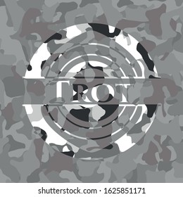 Trot grey camouflaged emblem. Vector Illustration.