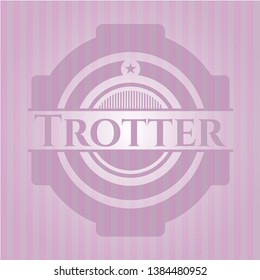 Trotter pink emblem. Retro. Vector Illustration. Detailed.