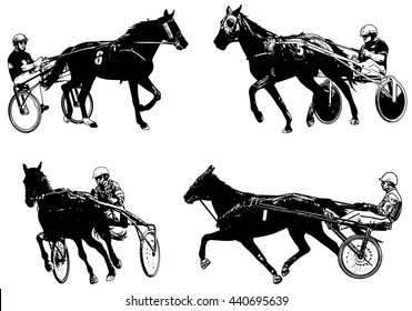 Trotters race sketch illustration - vector