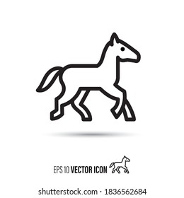 Trotting Foal Vector Line Icon. Horse In Motion Outline Symbol.