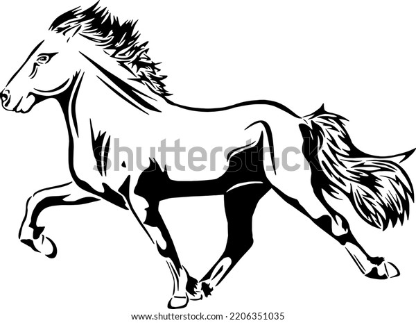 Trotting Icelandic Horse Outline Vector Illustrations Stock Vector ...