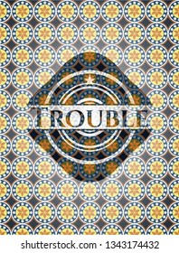 Trouble arabesque style badge. arabic decoration.