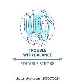 Trouble with balance concept icon. Hypertension symptom abstract idea thin line illustration. Poor control. Vestibular problems. Feel dizziness. Vector isolated outline color drawing. Editable stroke