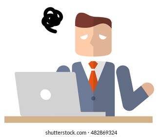 Trouble: businessman use the personal computer