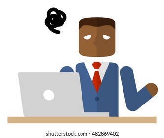 Trouble: businessman use the personal computer