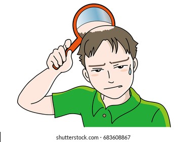 Trouble of hair loss for men / Vector material for beauty.