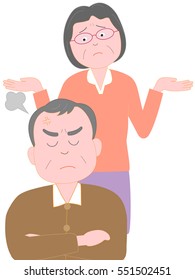 A trouble at the home.It is a quarrel between husband and wife.
