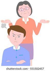 A trouble at the home.It is a quarrel between parent and child.