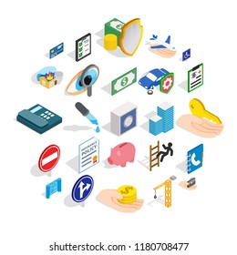 Trouble icons set. Isometric set of 25 trouble vector icons for web isolated on white background